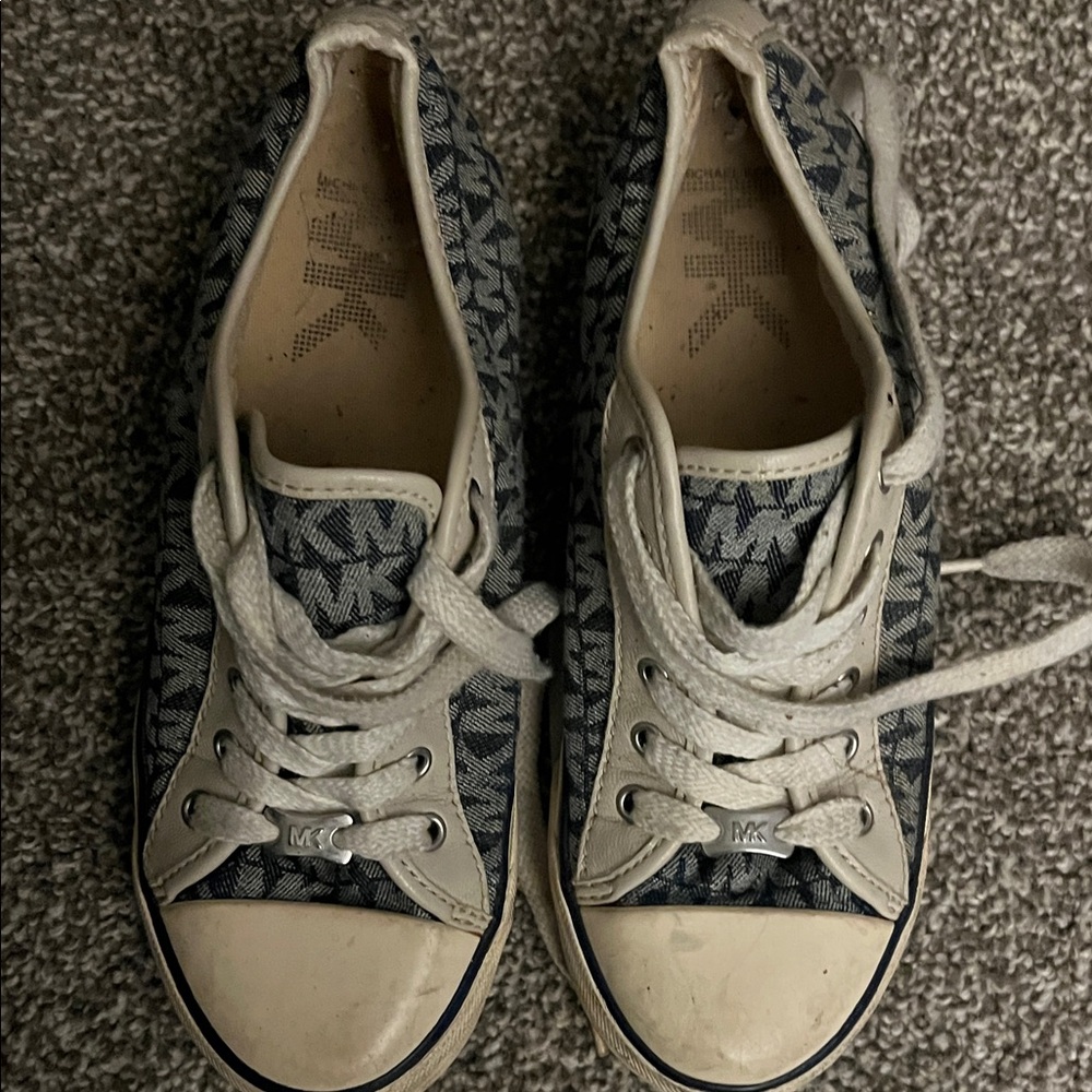 Michael Kors Blue and White Canvas Sneakers